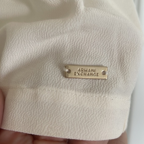 Armani exchange cream flutter sleeve blouse w sheer sleeves NWT - Picture 2 of 6